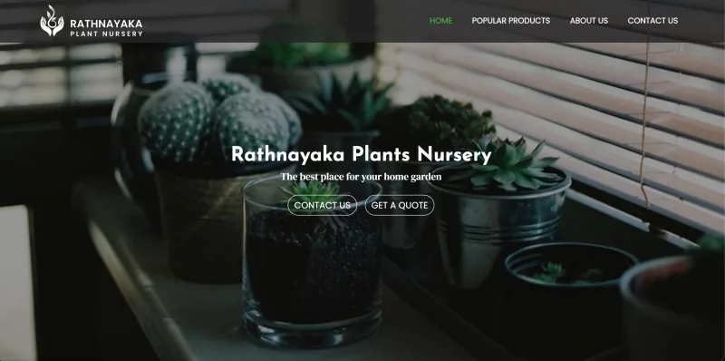 Rathnaya Plants Nursery website homepage