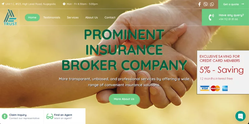 Trust Insurance Brokers website homepage